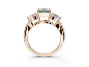 Princess Cut Three Stone Engagement Ring Setting for a Fancy Green Lab-Grown Diamond | Tapered Pave Band | Rose Gold