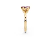 Fancy Pink Pear Cut Diamond Solitaire Engagement Ring Set in Yellow gold with Slim Tapered Solitaire Band