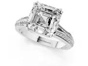 Asscher Cut Pave Split Shank Engagement Ring Setting | Double Claw Prongs | Platinum