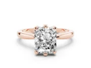 Radiant Cut Diamond Solitaire Engagement Ring Set in Rose gold with Slim Tapered Solitaire Band