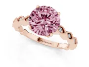 Round Milgrain Solitaire Engagement Ring Setting for a Fancy Pink Lab-Grown Diamond | Rose Gold