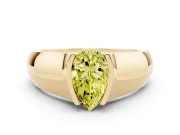 Pear-Shaped Half Bezel Solitaire Engagement Ring Setting for a Fancy Yellow Lab-Grown Diamond | Wide Band | Yellow Gold