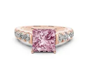Princess Cut Engagement Ring Setting for a Fancy Pink Lab-Grown Diamond | Rose Gold - Design NV-24643