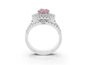 Oval Double Halo Split Shank Engagement Ring Setting for a Fancy Pink Lab-Grown Diamond | Pave Strands | Sterling Silver