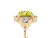 Cushion Cut Cluster Engagement Ring Setting for a Fancy Yellow Lab-Grown Diamond | Yellow Gold
