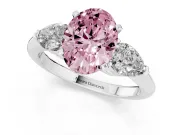 Oval 3-Stone Engagement Ring Setting for a Fancy Pink Lab-Grown Diamond | Sterling Silver