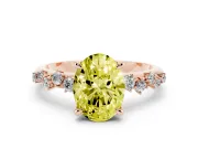 Oval Graduated Accent Engagement Ring Setting for a Fancy Yellow Lab-Grown Diamond | Rose Gold