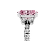 Oval Side Stone Pave Engagement Ring Setting for a Fancy Pink Lab-Grown Diamond | Paired Round Accents | Sterling Silver
