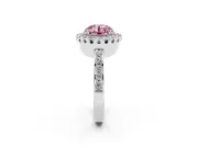 Round Milgrain Halo Engagement Ring Setting for a Fancy Pink Lab-Grown Diamond | Pavé Shoulders | Sterling Silver