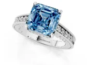 Asscher Cut Engraved Engagement Ring Setting for a Fancy Blue Lab-Grown Diamond | White Gold