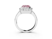 Heart-Shaped Milgrain Halo Engagement Ring Setting for a Fancy Pink Lab-Grown Diamond | Pavé Shoulders | Platinum