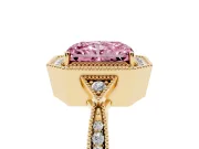 Radiant Cut Milgrain Halo Engagement Ring Setting for a Fancy Pink Lab-Grown Diamond | Graduated Pavé | Yellow Gold