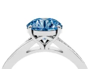 Round Pave Solitaire Engagement Ring Setting for a Fancy Blue Lab-Grown Diamond | Sweeping Shoulders | Platinum