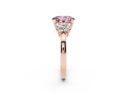 Fancy Pink Oval Cut Diamond Solitaire Floral Ring Set in Rose gold with Marquise Petals and Prong Setting