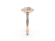 Round Cut Diamond Milgrain Floral Halo Engagement Ring Set in Rose gold with Pavé Band