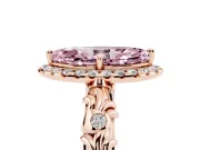 Marquise Leaf Halo Engagement Ring Setting for a Fancy Pink Lab-Grown Diamond | Rose Gold
