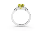 Fancy Yellow Princess Cut Diamond Solitaire Floral Ring Set in Platinum with Marquise Petals and Prong Setting