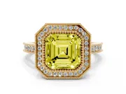 Asscher Cut Halo Engagement Ring Setting for a Fancy Yellow Lab-Grown Diamond | Yellow Gold - Design NV-24721