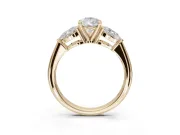 Pear-Shaped Three-Stone Engagement Ring Setting | Pear Side Stones | Yellow Gold
