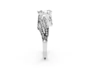 Pear Cut Diamond Solitaire Ring Set in Platinum with Layered Twist Pavé Band