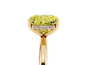 Fancy Yellow Radiant Cut Diamond Solitaire Engagement Ring Set in Yellow gold with Prong Setting and Polished Band
