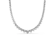 Round Lab-Grown Diamond Graduated Tennis Necklace | Polished Bead Back | White Gold