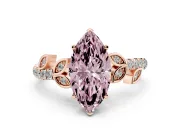 Marquise Leaf Pavé Engagement Ring Setting for a Fancy Pink Lab-Grown Diamond | Rose Gold