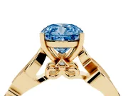 Cushion Cut Vine Engagement Ring Setting for a Fancy Blue Lab-Grown Diamond | Yellow Gold
