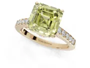 Asscher Cut Pavé Engagement Ring Setting for a Fancy Yellow Lab-Grown Diamond | Crossover Gallery | Yellow Gold