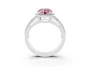 Round Halo Engagement Ring Setting for a Fancy Pink Lab-Grown Diamond | Split Shank | White Gold