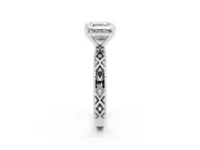 Asscher Cut Vintage Milgrain Solitaire Engagement Ring Setting | X Pattern Band | White Gold