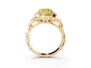 Fancy Yellow Heart Cut Diamond Halo Ring Set in Yellow gold with Scrollwork Band and Prong Setting