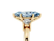 Marquise Three Stone Engagement Ring Setting for a Fancy Blue Lab-Grown Diamond | Round Side Stones | Yellow Gold