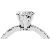 Heart-Shaped Twisted Solitaire Engagement Ring Setting | Beaded Twist Band | Sterling Silver