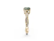 Cushion Cut Twisted Pavé Solitaire Engagement Ring Setting for a Fancy Green Lab-Grown Diamond | Yellow Gold