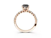 Cushion Cut Pavé Engagement Ring Setting for a Black Center | Alternating Accents | Rose Gold
