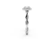 Cushion Cut Halo Engagement Ring Setting | Pavé Twist Band | Sterling Silver