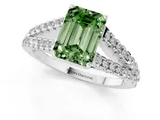 Emerald Cut Graduated Split Shank Engagement Ring Setting for a Fancy Green Lab-Grown Diamond | Platinum