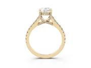 Oval Hidden Halo Pave Engagement Ring Setting | Claw Prongs | Yellow Gold