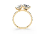 Emerald Cut and Heart-Shaped Lab-Grown Diamond Toi et Moi Engagement Ring | Pavé Band | Yellow Gold