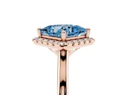Princess Cut Halo Engagement Ring Setting for a Fancy Blue Lab-Grown Diamond | Plain Polished Band | Rose Gold