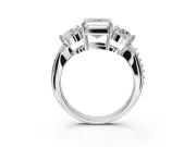 Asscher Cut Three Stone Engagement Ring Setting | Tapered Pave Band | White Gold