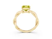 Fancy Yellow Asscher Cut Diamond Solitaire Twisted Pavé Ring Set in Yellow gold with Prong Setting