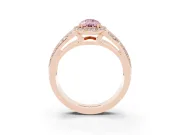 Pear-Shaped Halo Engagement Ring Setting for a Fancy Pink Lab-Grown Diamond | Two-Row Pave Split Shank | Rose Gold
