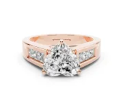 Heart-Shaped Channel-Set Engagement Ring Setting | Princess Side Stones | Rose Gold