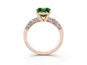 Asscher Cut Multi Row Pave Engagement Ring Setting for a Fancy Green Lab-Grown Diamond | Rose Gold