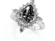 Pear-Shaped Cluster Halo Engagement Ring Setting for a Black Center | Platinum