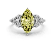 Marquise Cluster Side Stone Engagement Ring Setting for a Fancy Yellow Lab-Grown Diamond | Plain Band | Sterling Silver