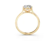 Round Cut Diamond Solitaire Cathedral Ring Set in Yellow gold with Prong Setting