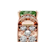Emerald Cut Vintage Pave Engagement Ring Setting for a Fancy Green Lab-Grown Diamond | Milgrain Edges | Rose Gold